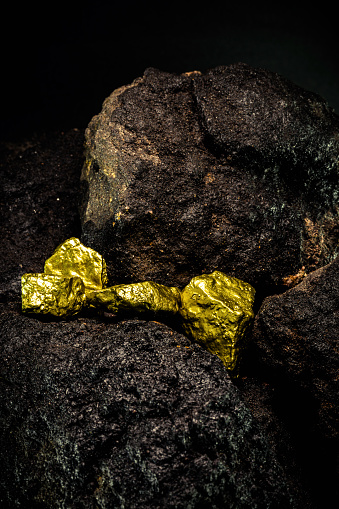 rough gold, gold stone in gold mine, hidden treasure